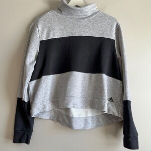 Adidas pullover mock neck sweatshirt womens XL gray black drop tail turtle funne